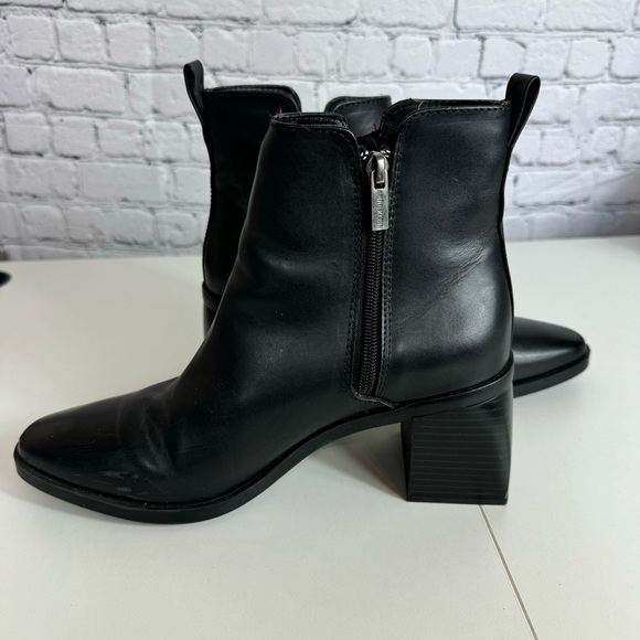 Anne Klein Black leather size 9 wide block heel side zip mid calf booties - Picture 7 of 12
